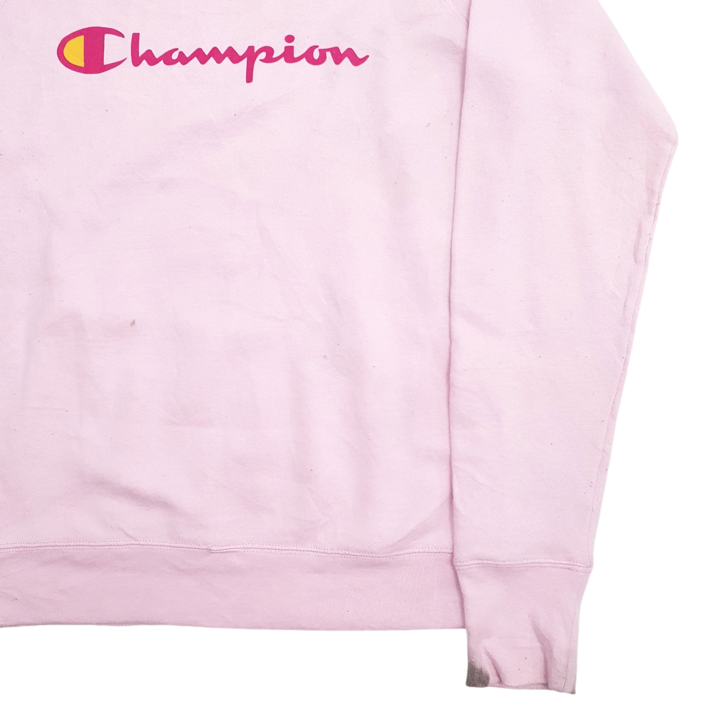 Womens Pink Champion Spellout Crewneck Jumper