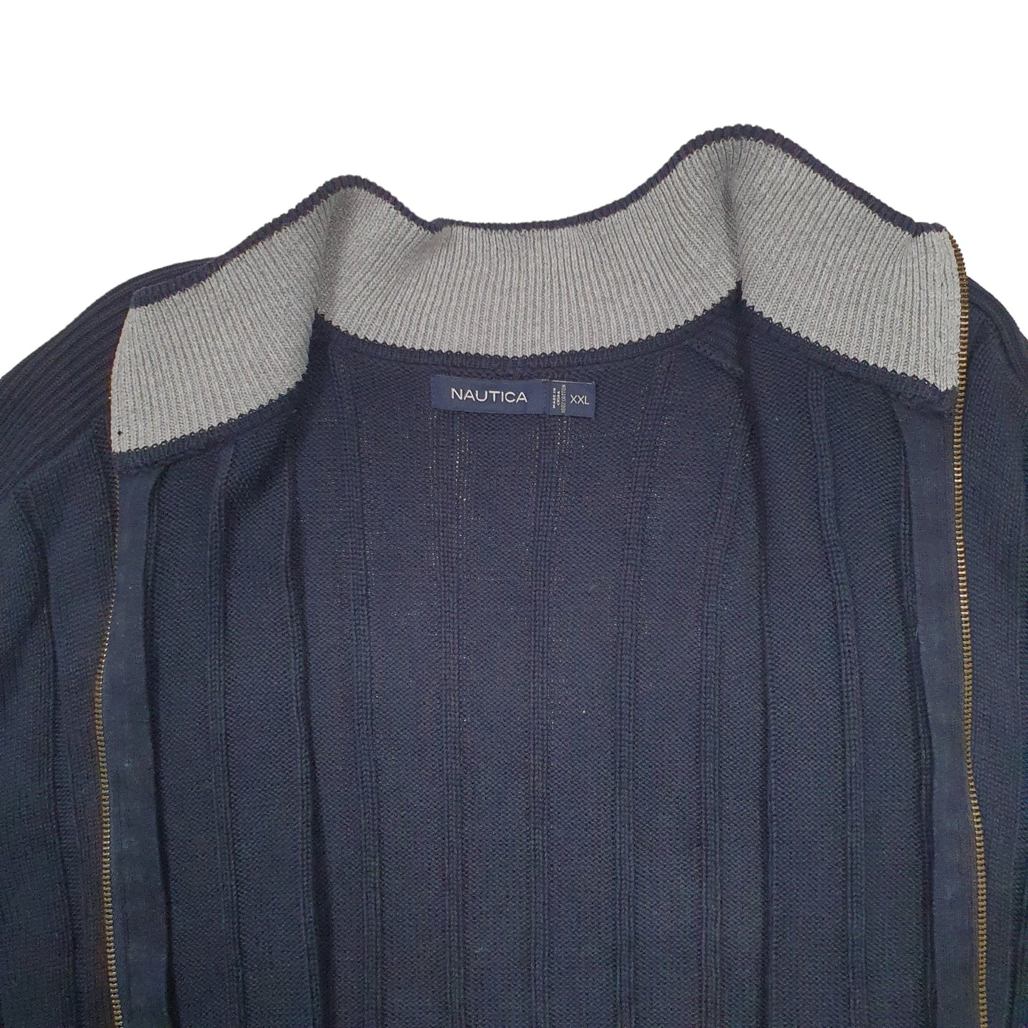 Mens Black Nautica Knit Full Zip Jumper