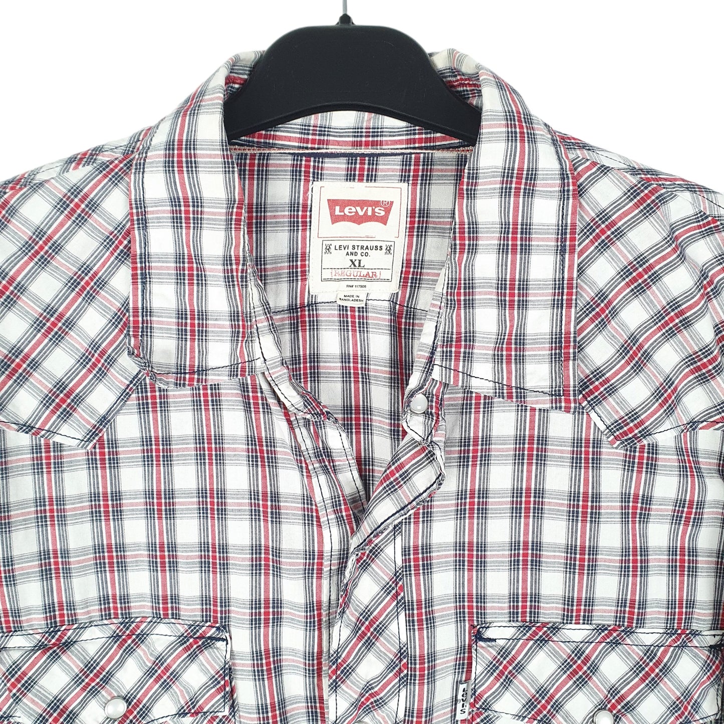 Mens White Levis Western Cowboy Pearl Snap Modern Fit Long Sleeve Shirt