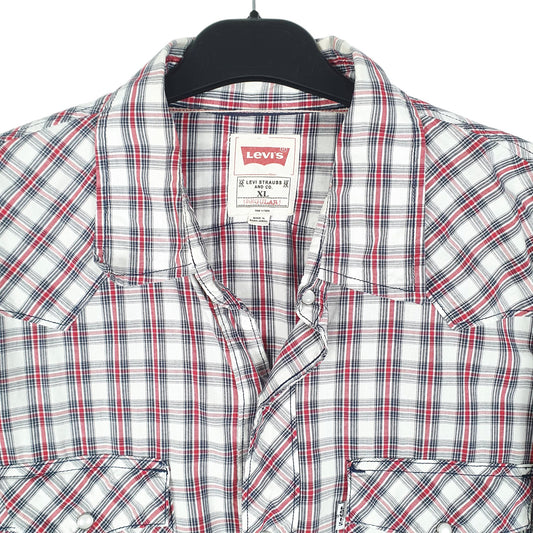 Mens White Levis Western Cowboy Pearl Snap Modern Fit Long Sleeve Shirt