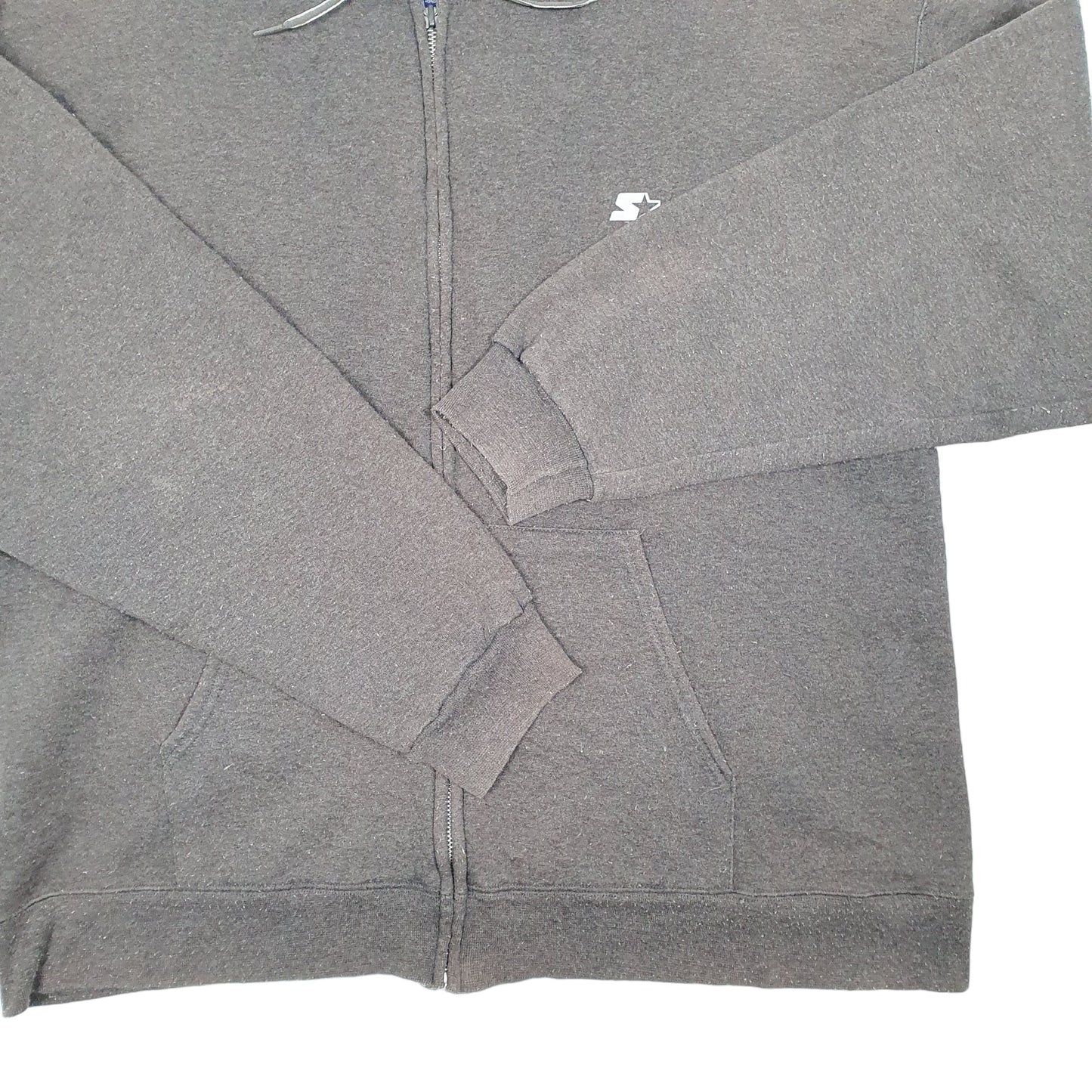 Mens Grey Starter Hoodie Pro 80 Heavyweight Full Zip Jumper