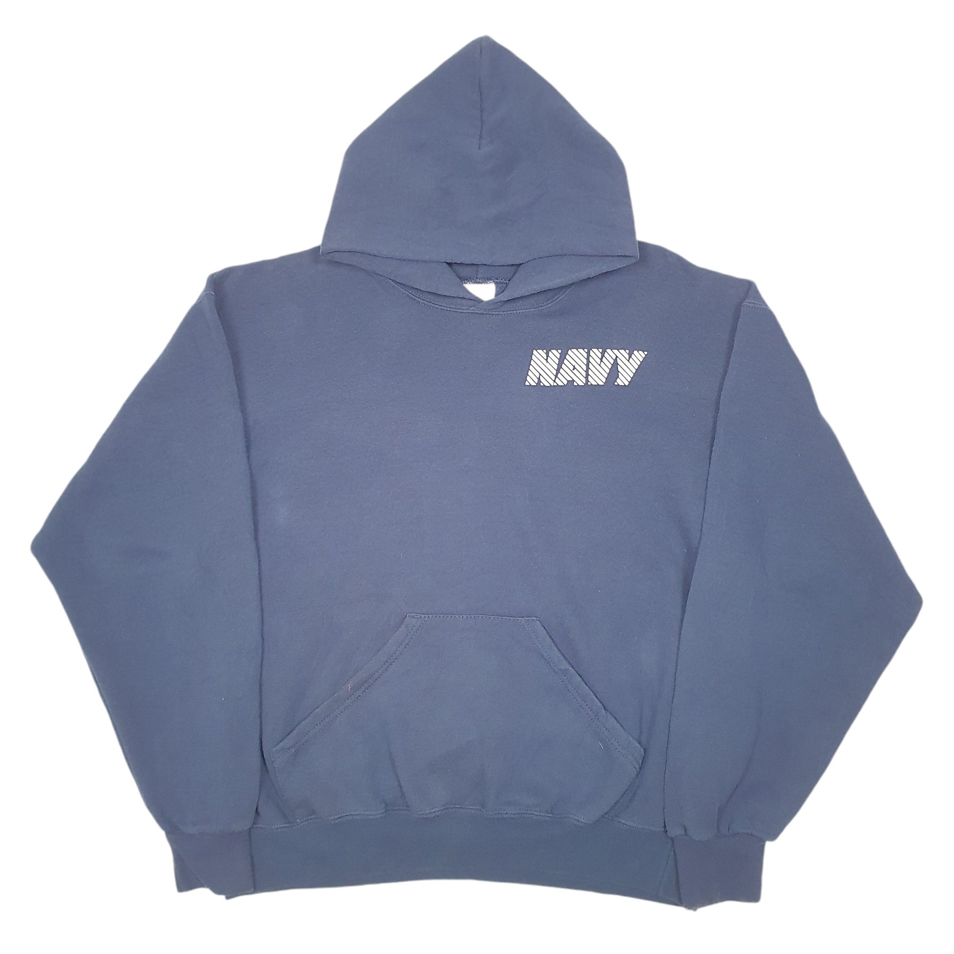 Mens Navy Soffee US Navy Vintage Made In USA USN Spellout Hoodie Jumper