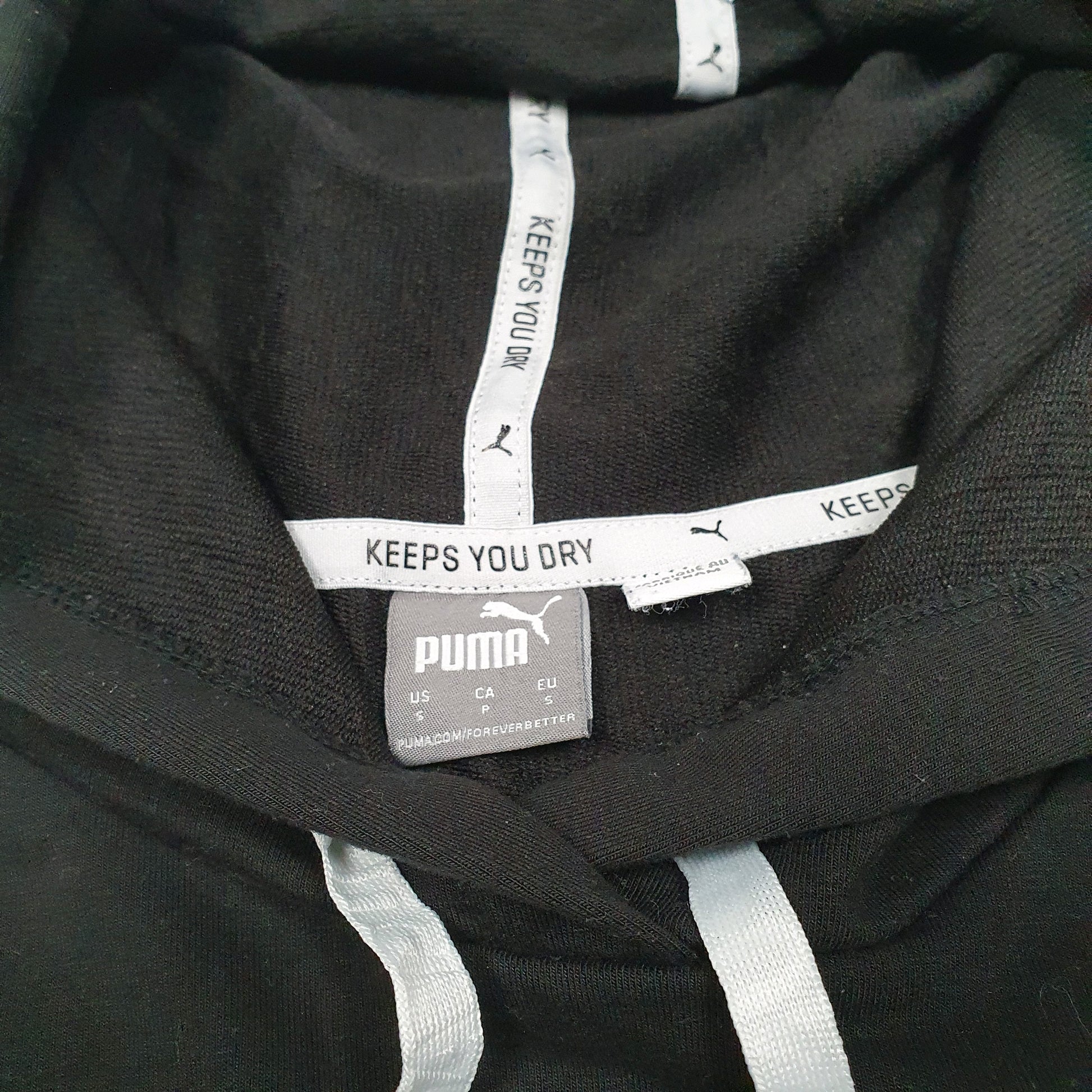 Womens Black Puma Cropped Workout Hoodie Jumper