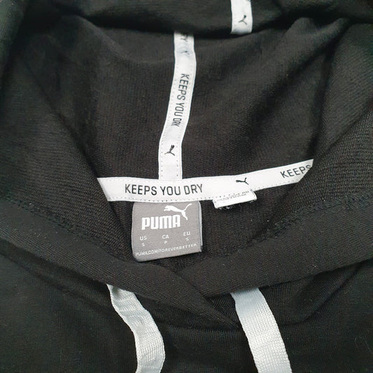 Womens Black Puma Cropped Workout Hoodie Jumper