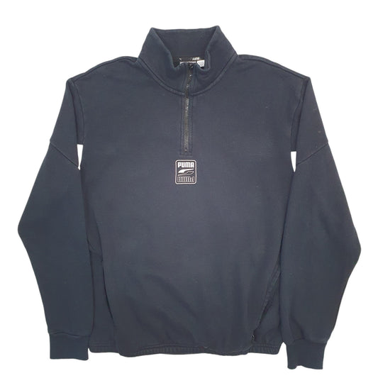 Mens Black Puma  Quarter Zip Jumper