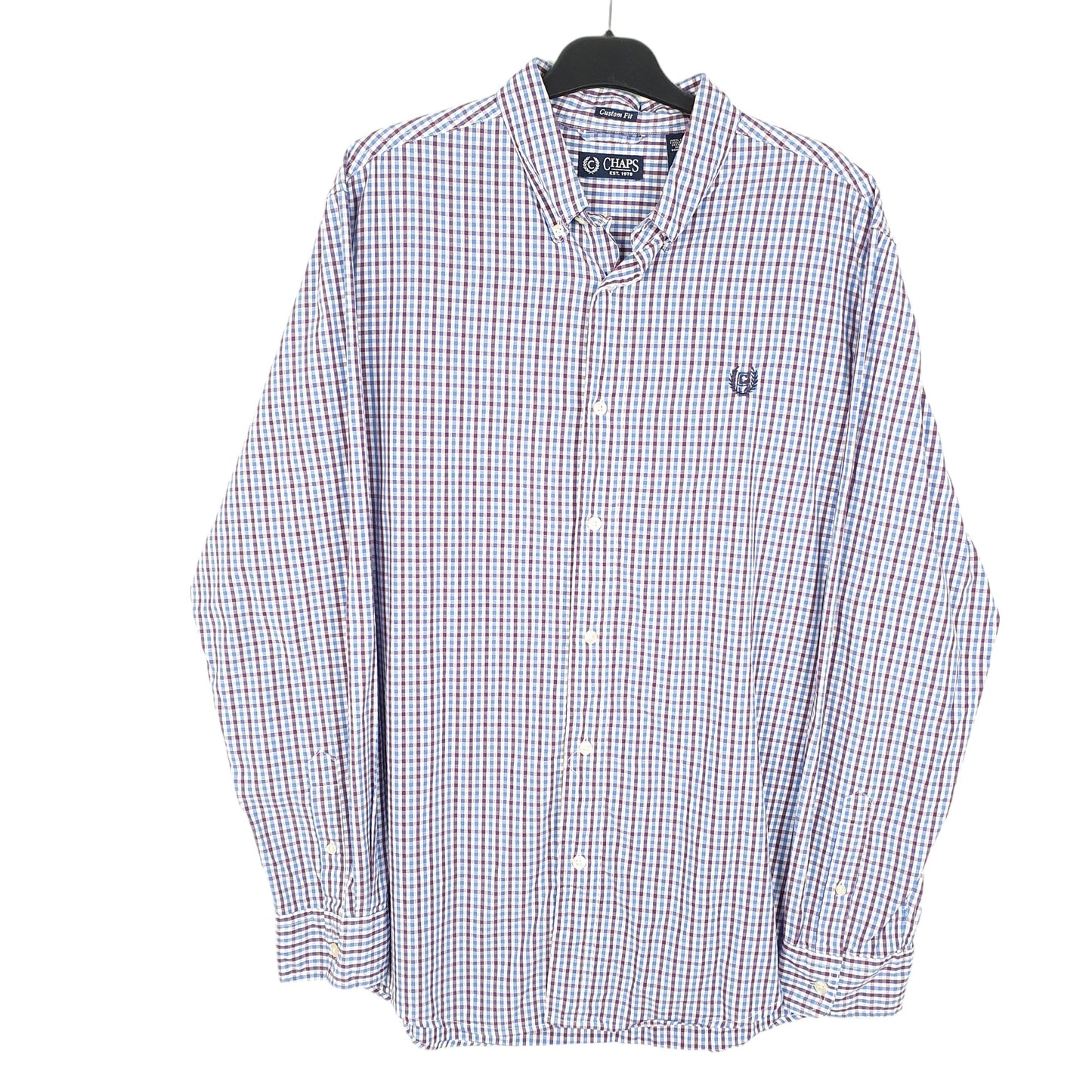 Mens Blue Chaps  Long Sleeve Shirt