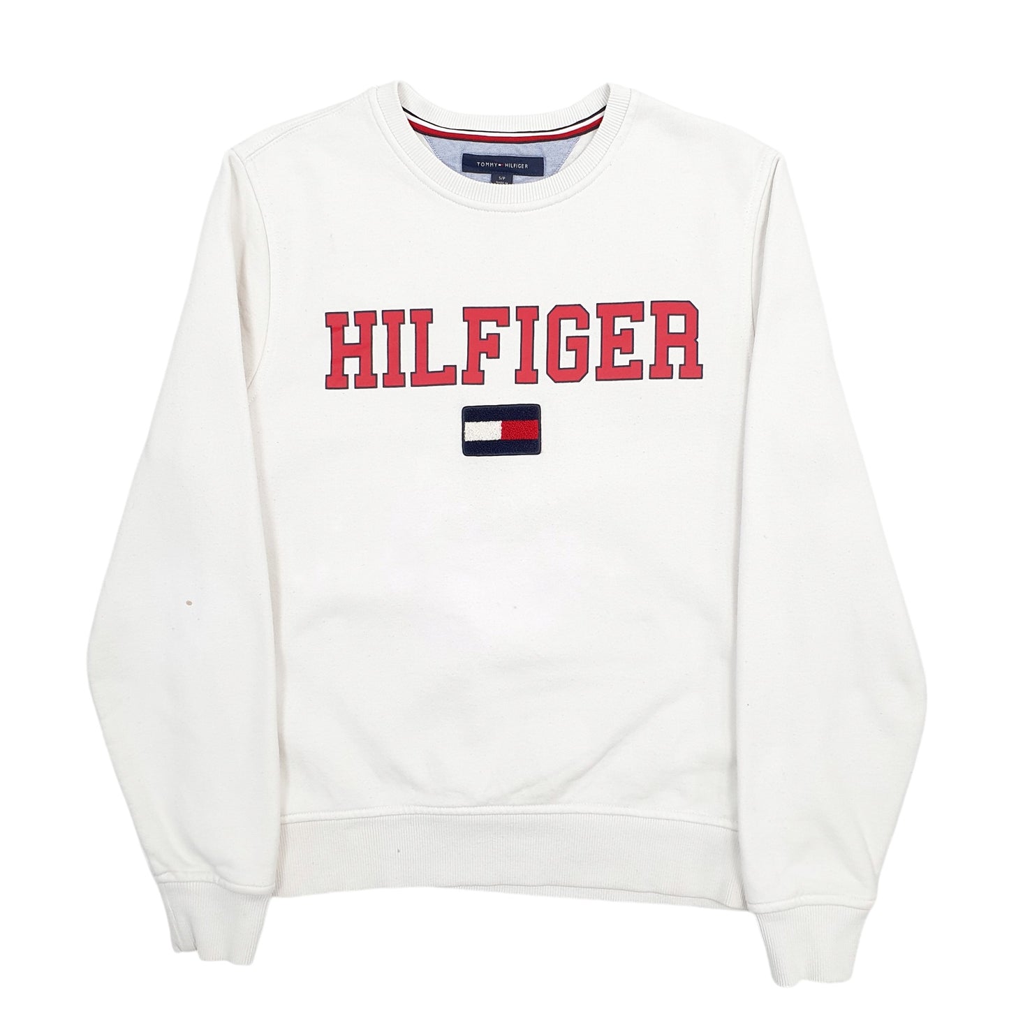 Womens White Tommy Hilfiger Spellout Crewneck Jumper