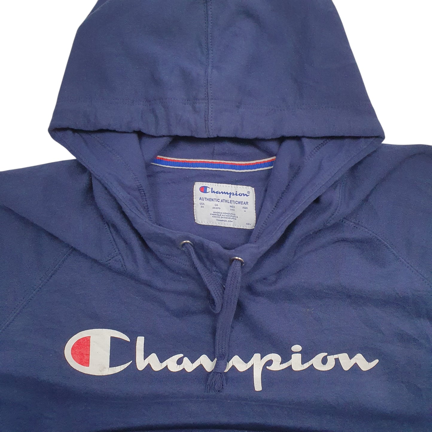 Womens Navy Champion Spellout Hoodie Jumper