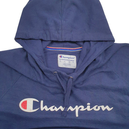 Womens Navy Champion Spellout Hoodie Jumper