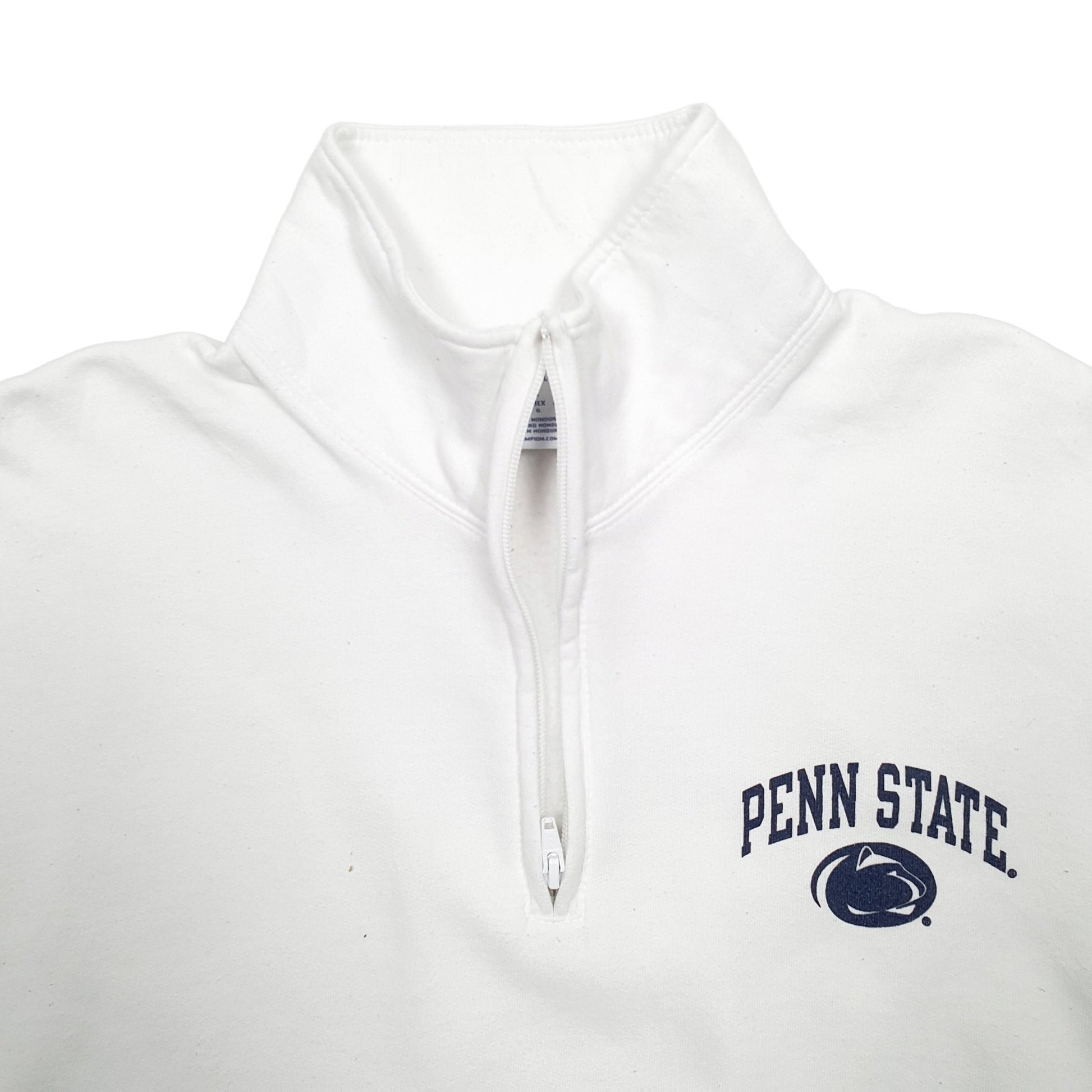 Mens White Champion Penn State USA College Quarter Zip Jumper