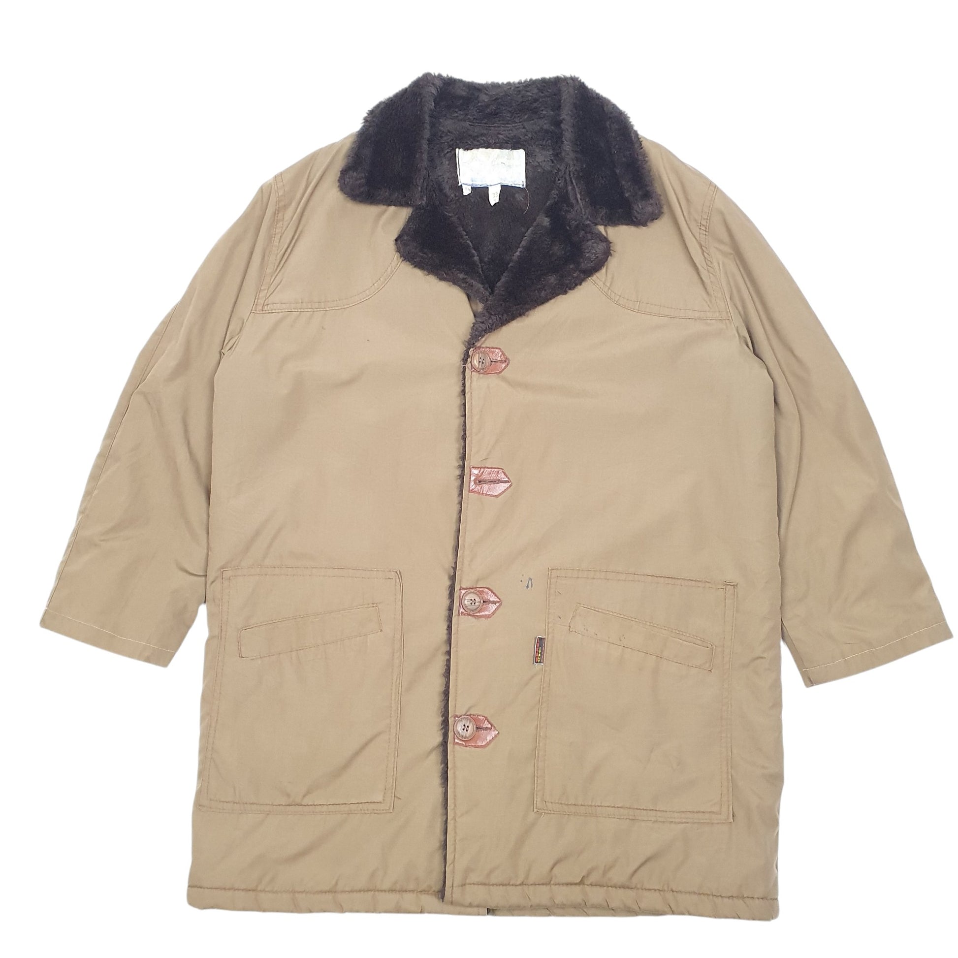 Mens Khaki Lucas Lukas Italy Sherpa Lined  Coat