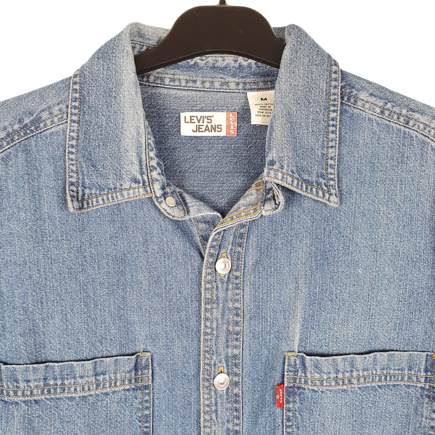 Mens Blue Levis Denim Jeans Overshirt Shacket Long Sleeve Shirt