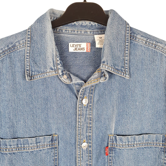 Mens Blue Levis Denim Jeans Overshirt Shacket Long Sleeve Shirt