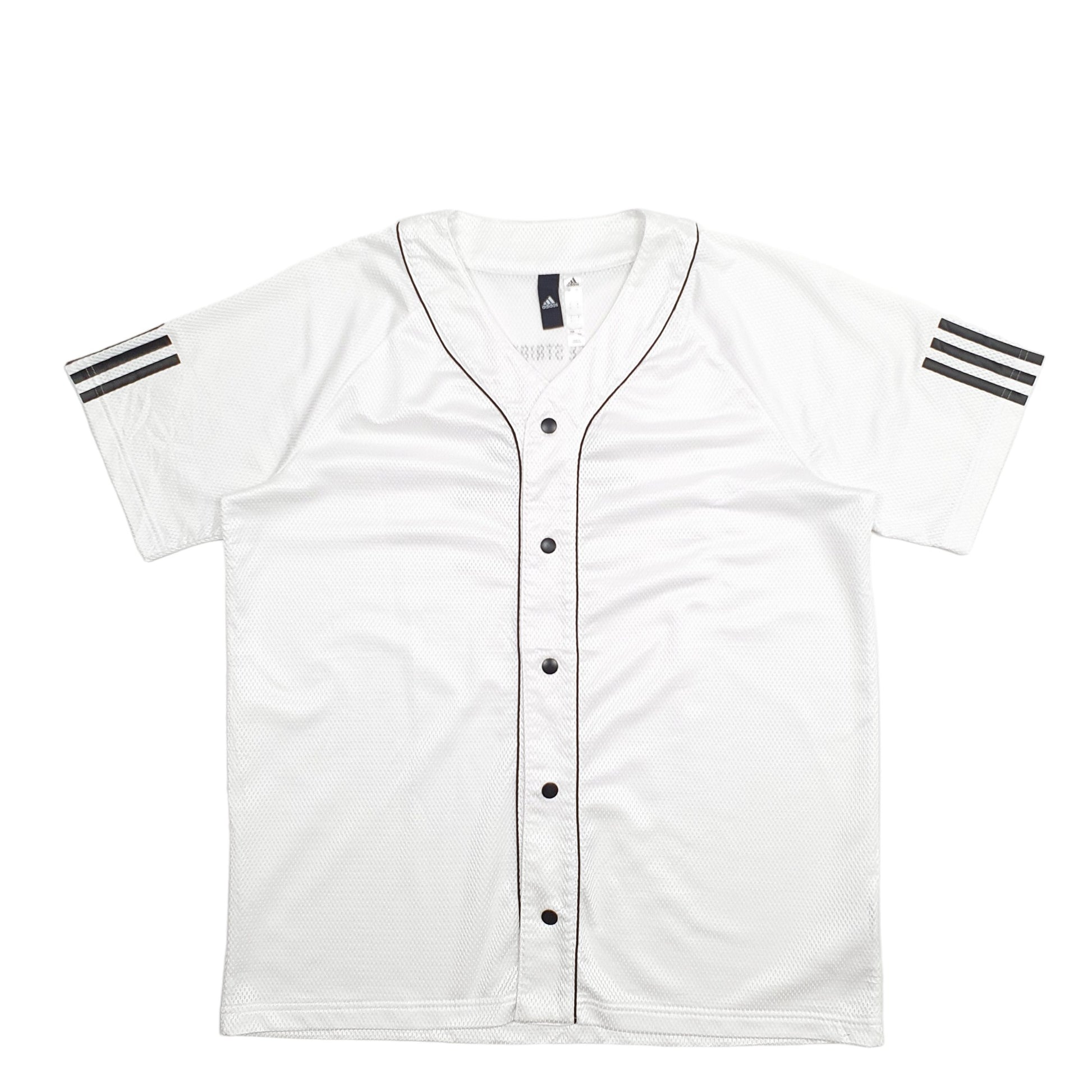 Mens White Adidas Baseball Jersey Backprint Short Sleeve T Shirt