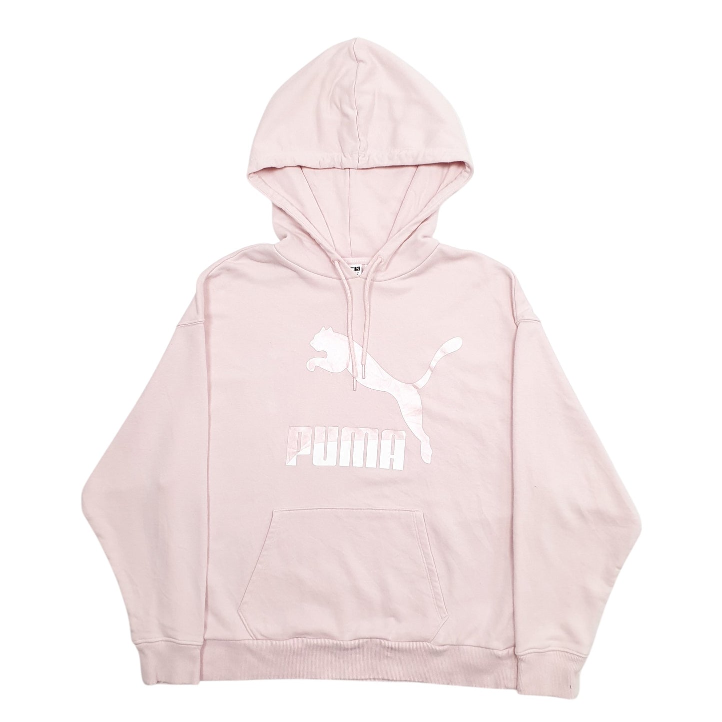 Womens Pink Puma Spellout Hoodie Jumper