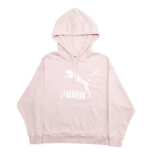 Womens Pink Puma Spellout Hoodie Jumper