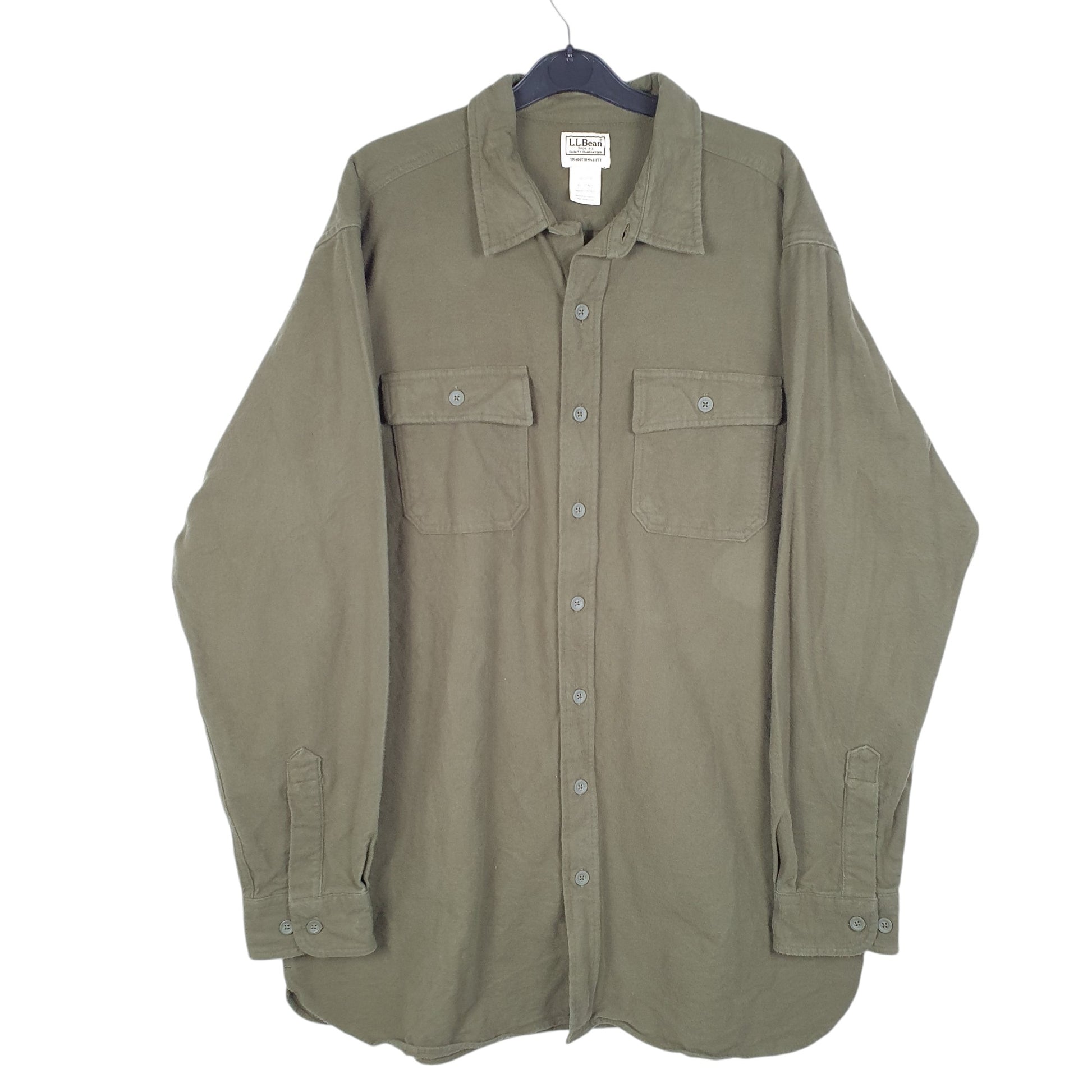 Mens Green L.L.Bean Tall Chamois Overshirt Shacket Long Sleeve Shirt