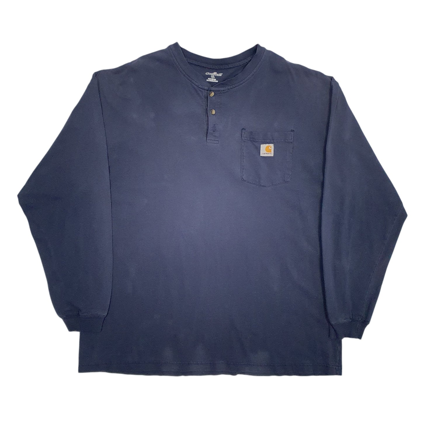 Mens Navy Carhartt Henley Long Sleeve T Shirt