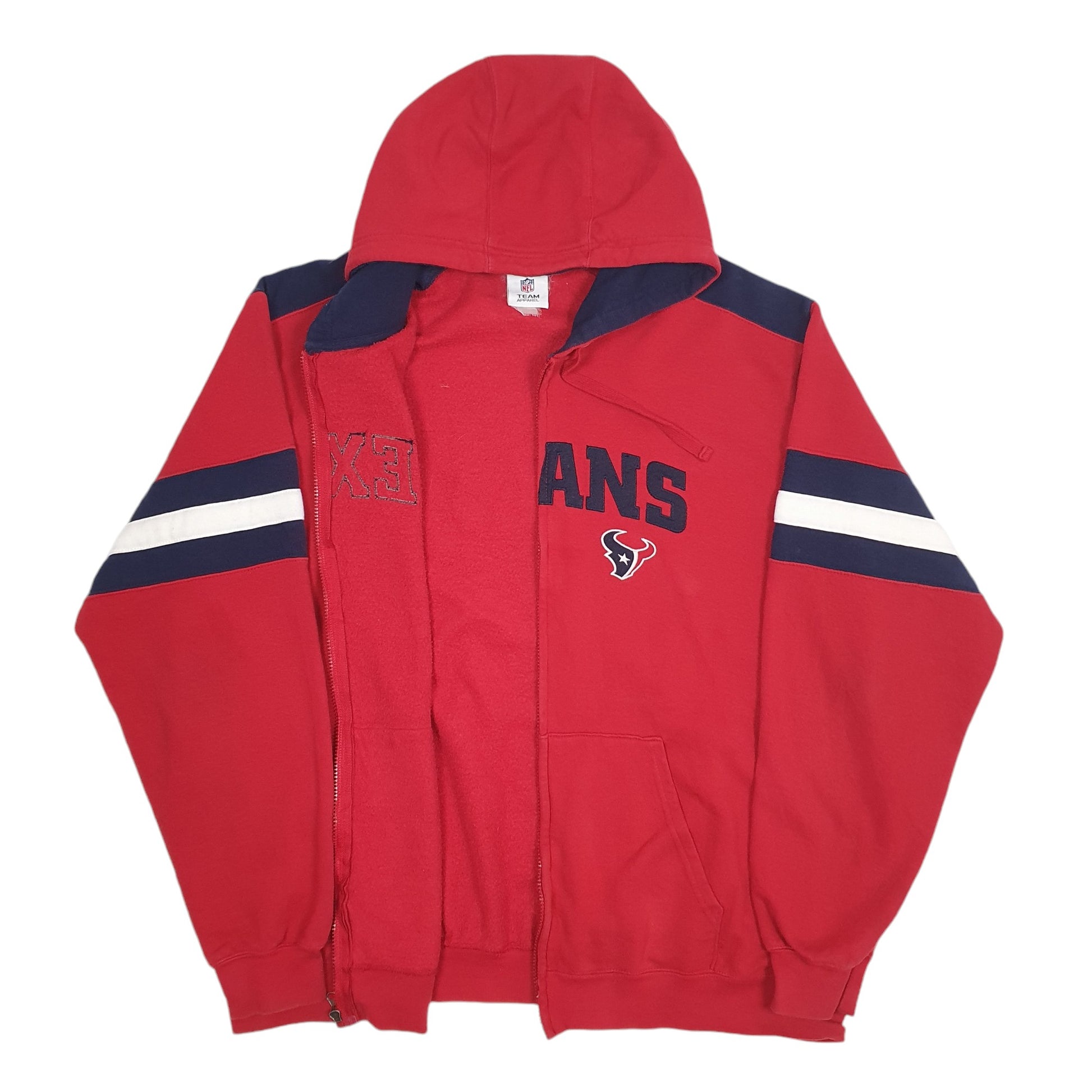 Mens Red NFL Texans Spellout Full Zip Jumper