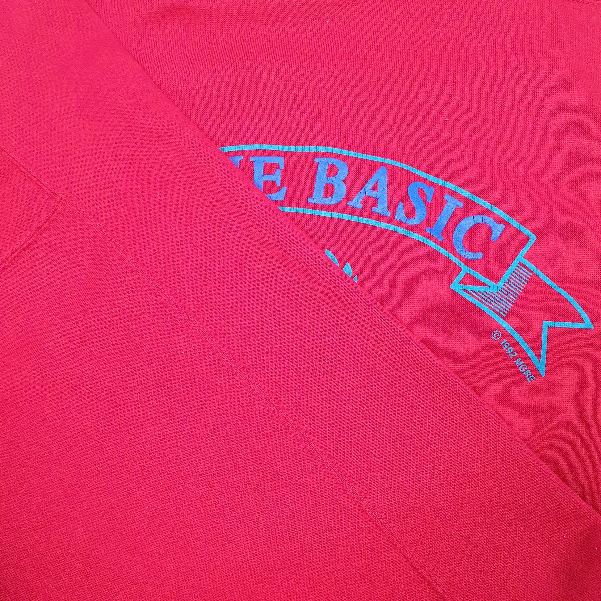 Mens Red IOU Vintage 1992 Classic Comfort Genuine Basic Hoodie Jumper