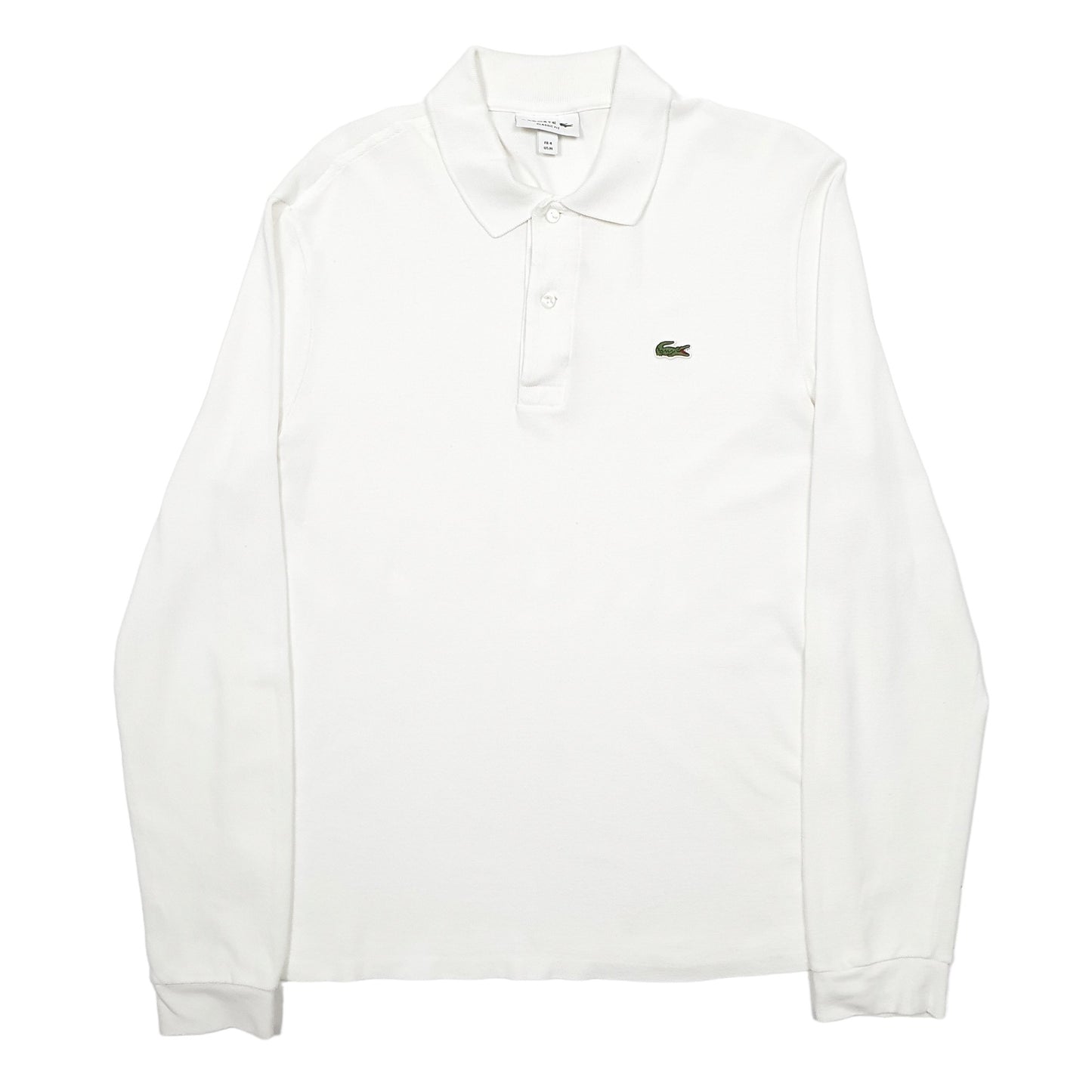 Mens White Lacoste  Long Sleeve Polo Shirt