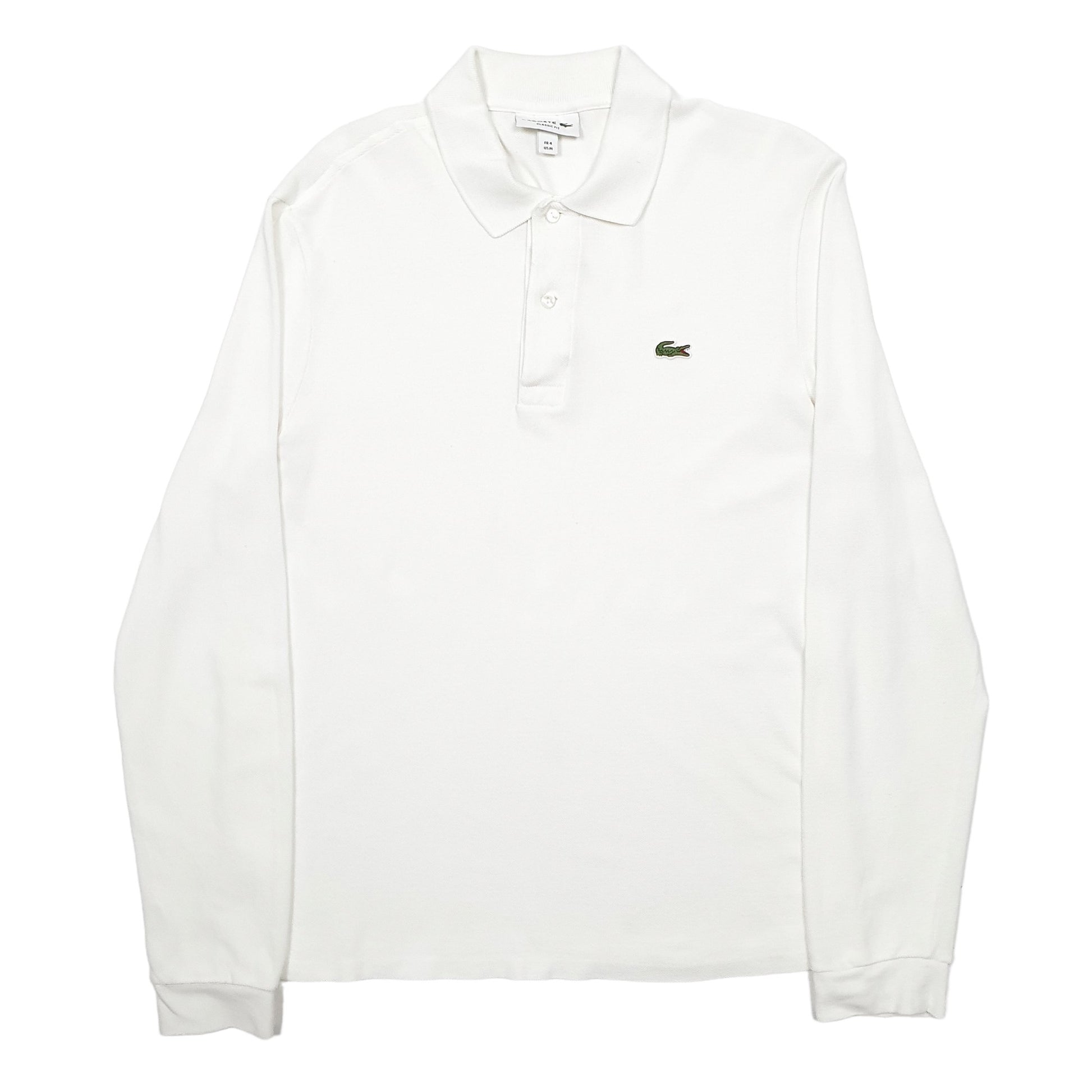 Mens White Lacoste  Long Sleeve Polo Shirt