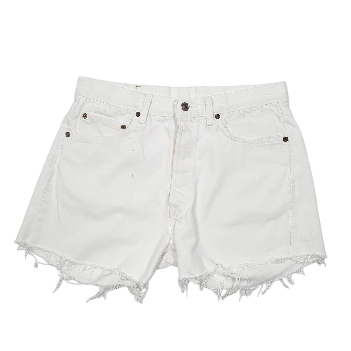 Womens White Levis 501 Cut Offs Hot Pants Denim Shorts