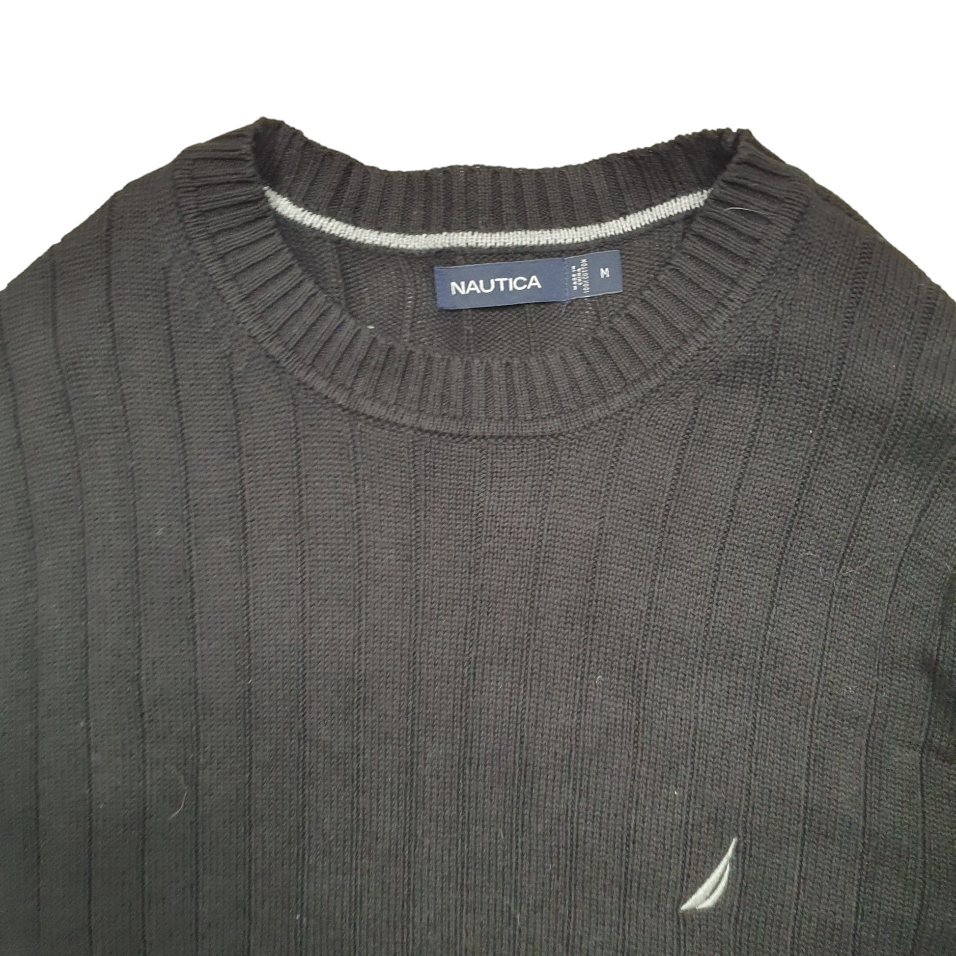 Mens Black Nautica Knit Crewneck Jumper