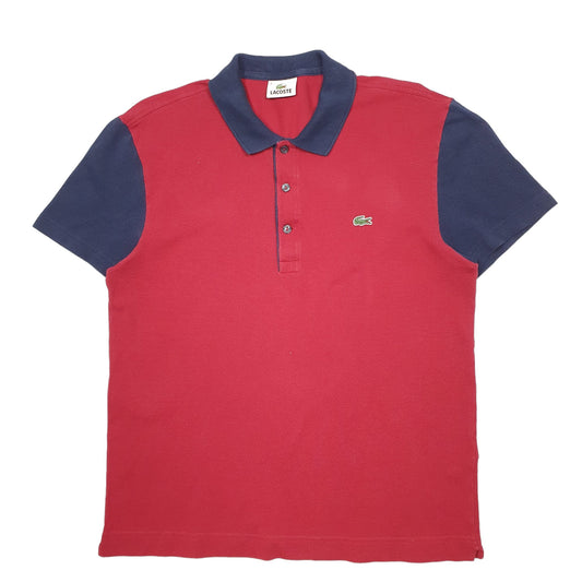 Mens Red Lacoste  Short Sleeve Polo Shirt
