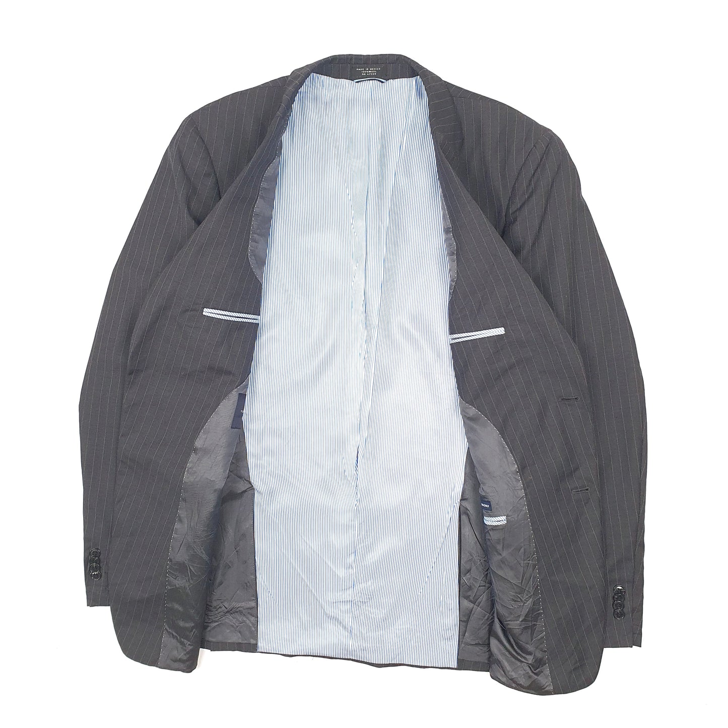 Mens Black Tommy Hilfiger Pinstripe  Coat