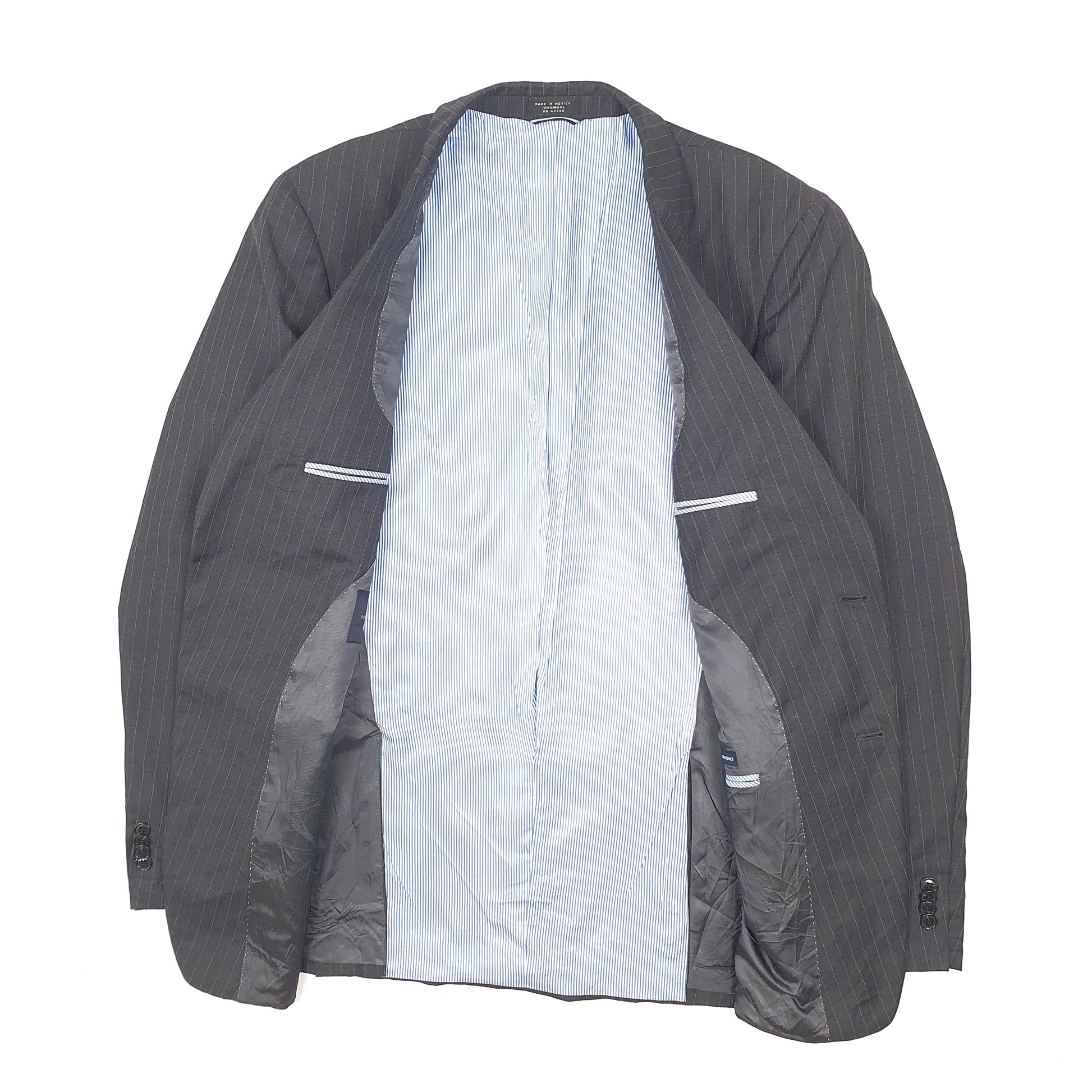 Mens Black Tommy Hilfiger Pinstripe  Coat