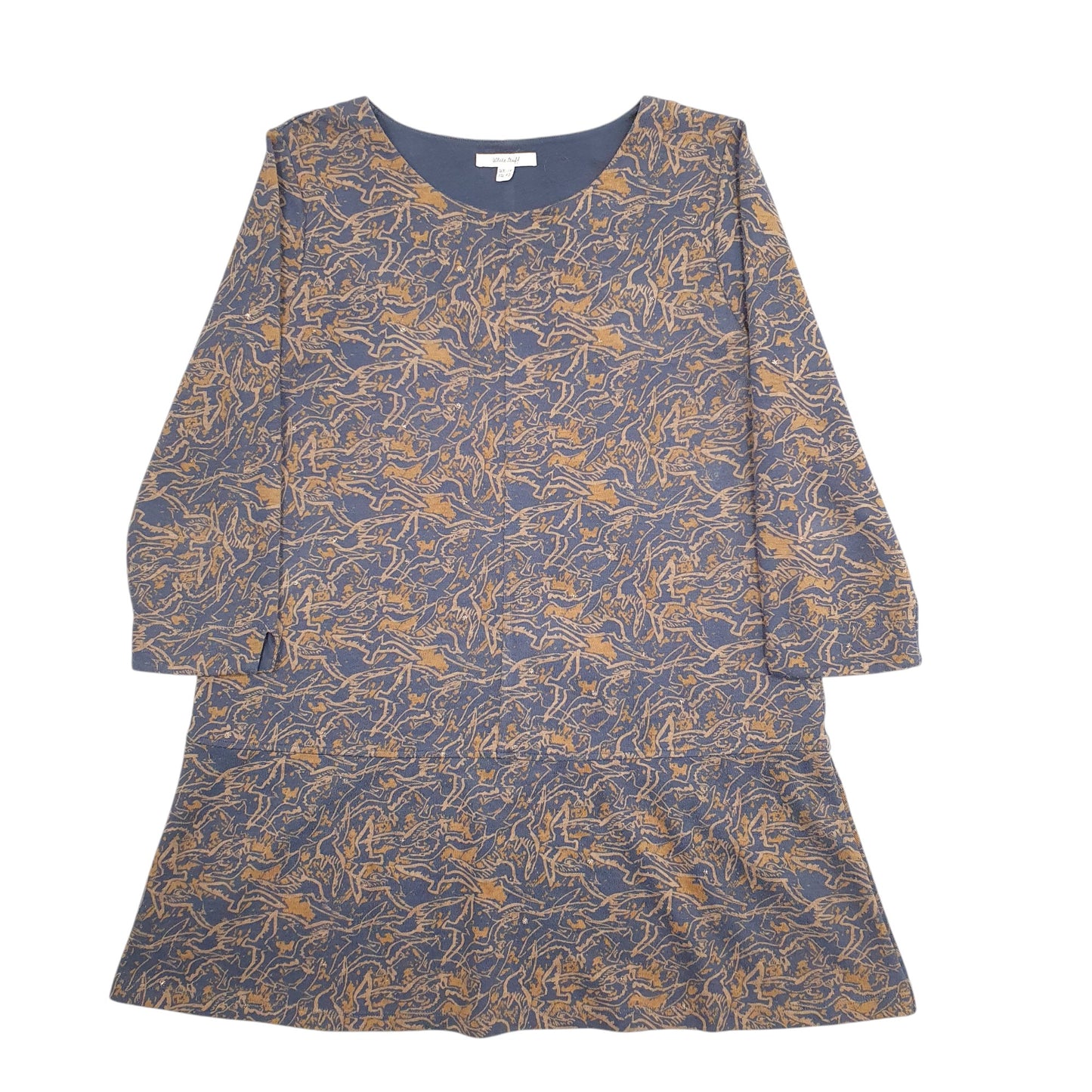 Womens Brown White Stuff Birds Dress Blouse Long Sleeve T Shirt