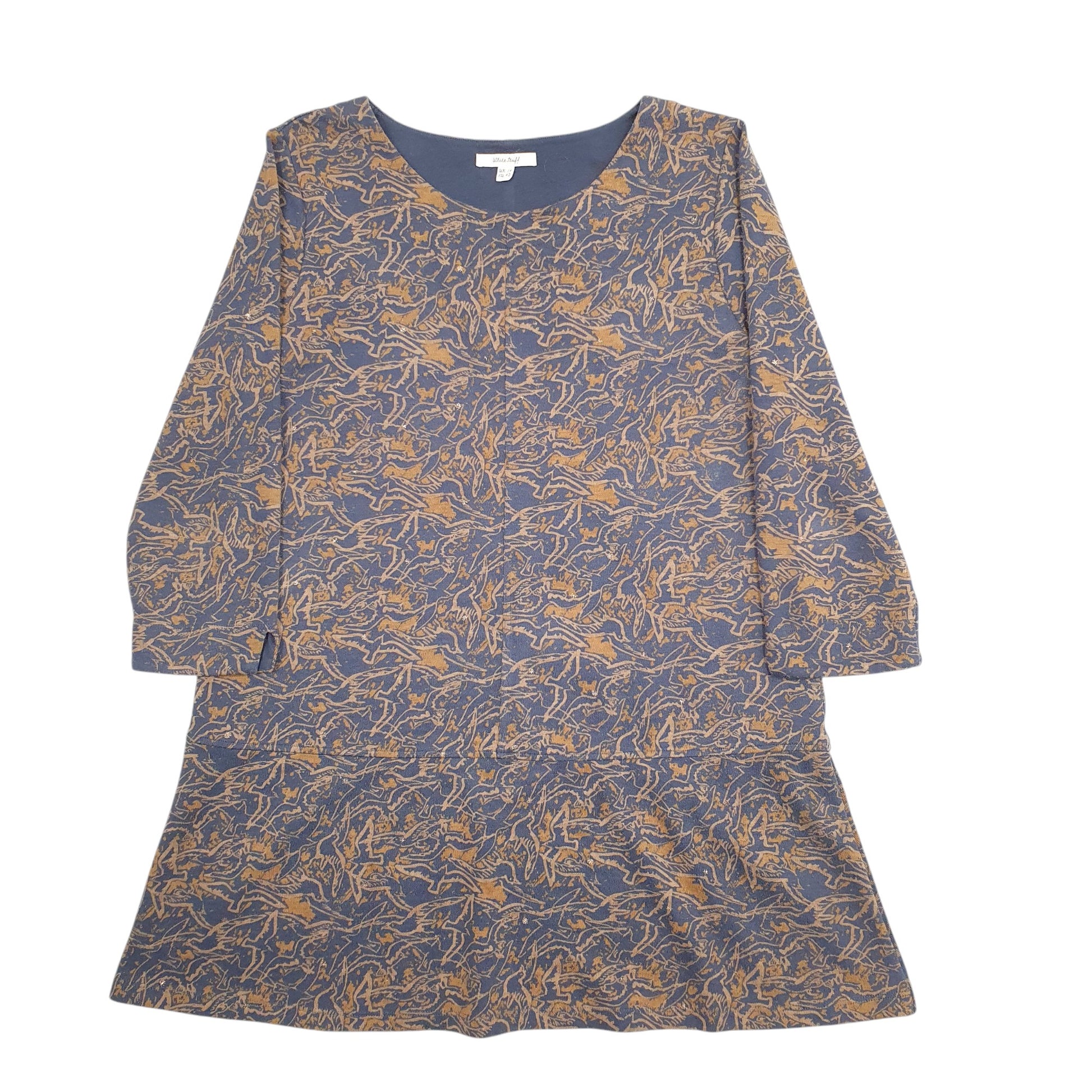 Womens Brown White Stuff Birds Dress Blouse Long Sleeve T Shirt