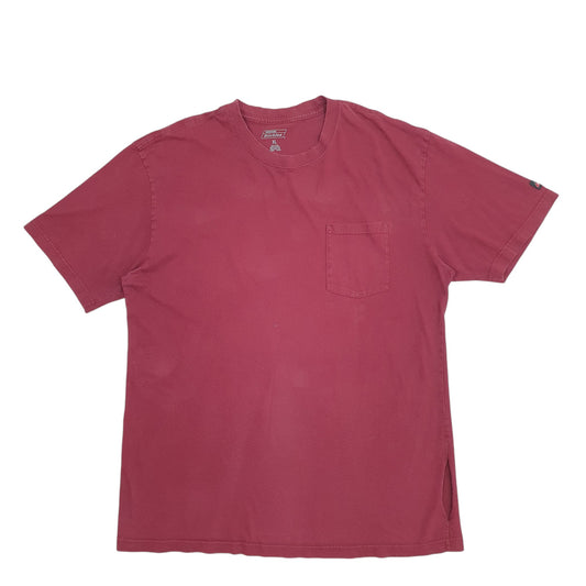 Mens Burgundy Dickies Pocket Short Sleeve T Shirt