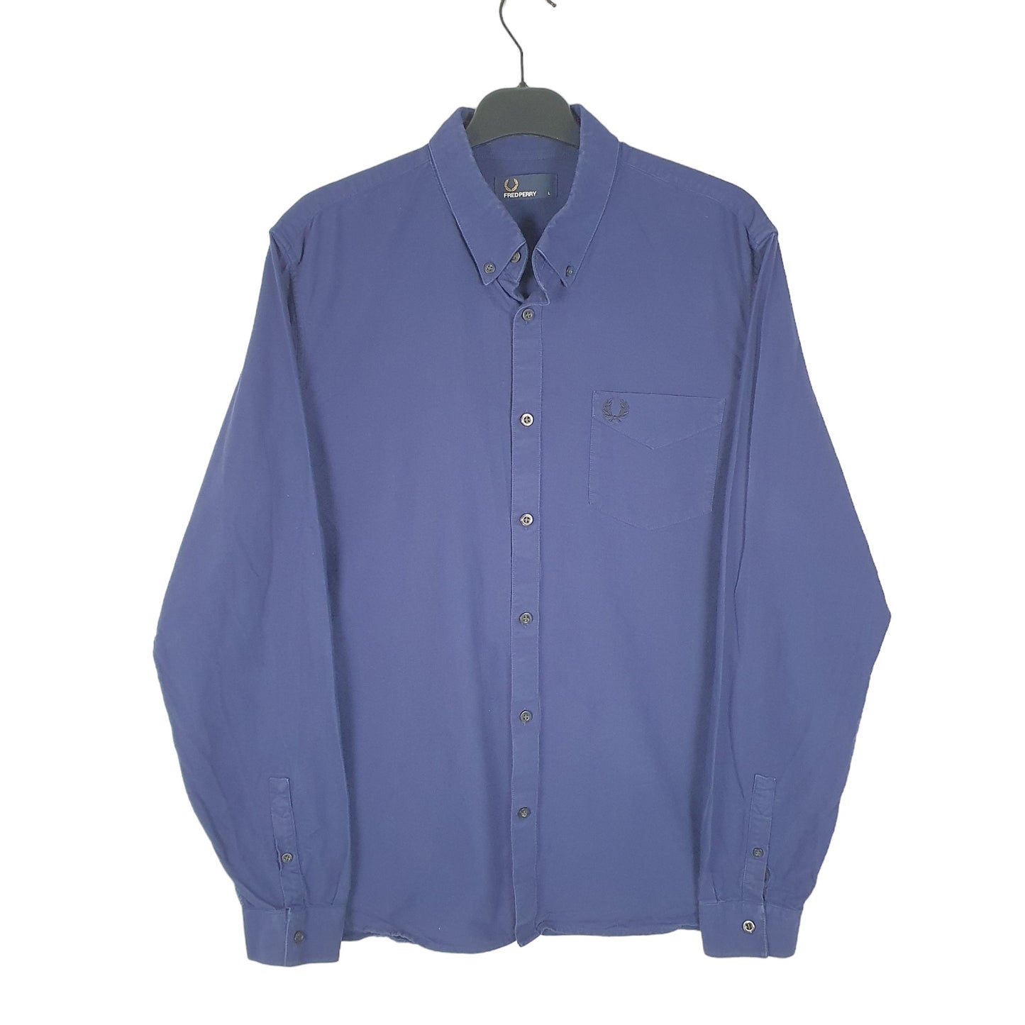 Mens Navy Fred Perry  Long Sleeve Shirt