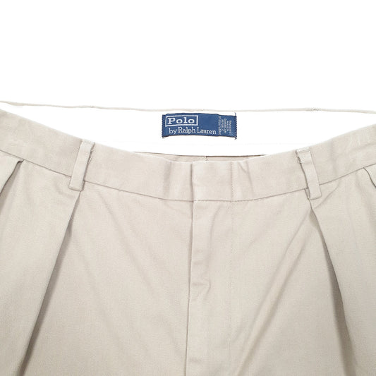 Mens Beige Polo Ralph Lauren Vintage Double Pleated Chino Trousers