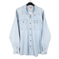Mens Blue Wrangler Denim Jeans Chambray Work Comfort Flex Stretch Long Sleeve Shirt