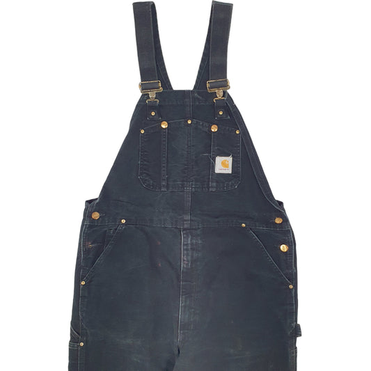 Mens Black Carhartt Double Knee Overalls Dungaree Trousers
