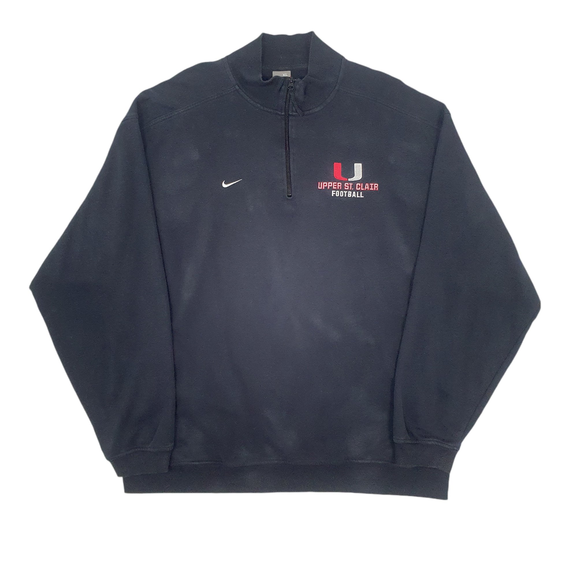 Mens Black Nike Vintage 2000s Upper St. Clair Football Quarter Zip Jumper