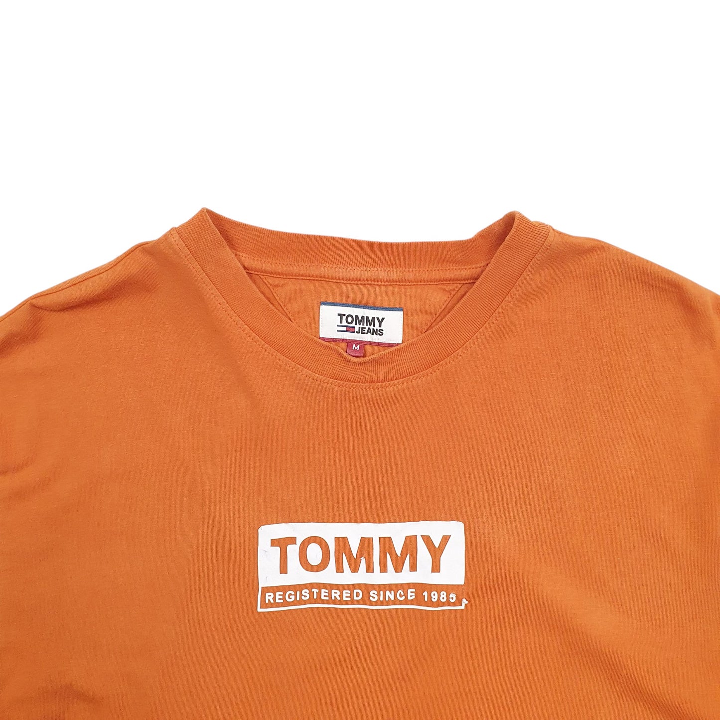 Mens Orange Tommy Hilfiger Spellout Short Sleeve T Shirt