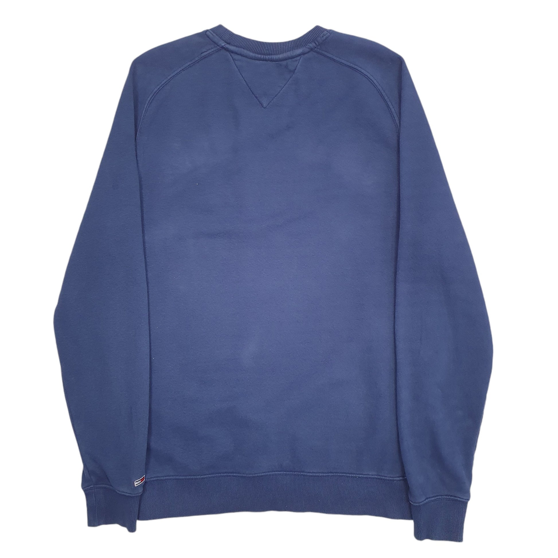 Mens Navy Tommy Hilfiger Jeans Spellout USA Flag Crewneck Jumper