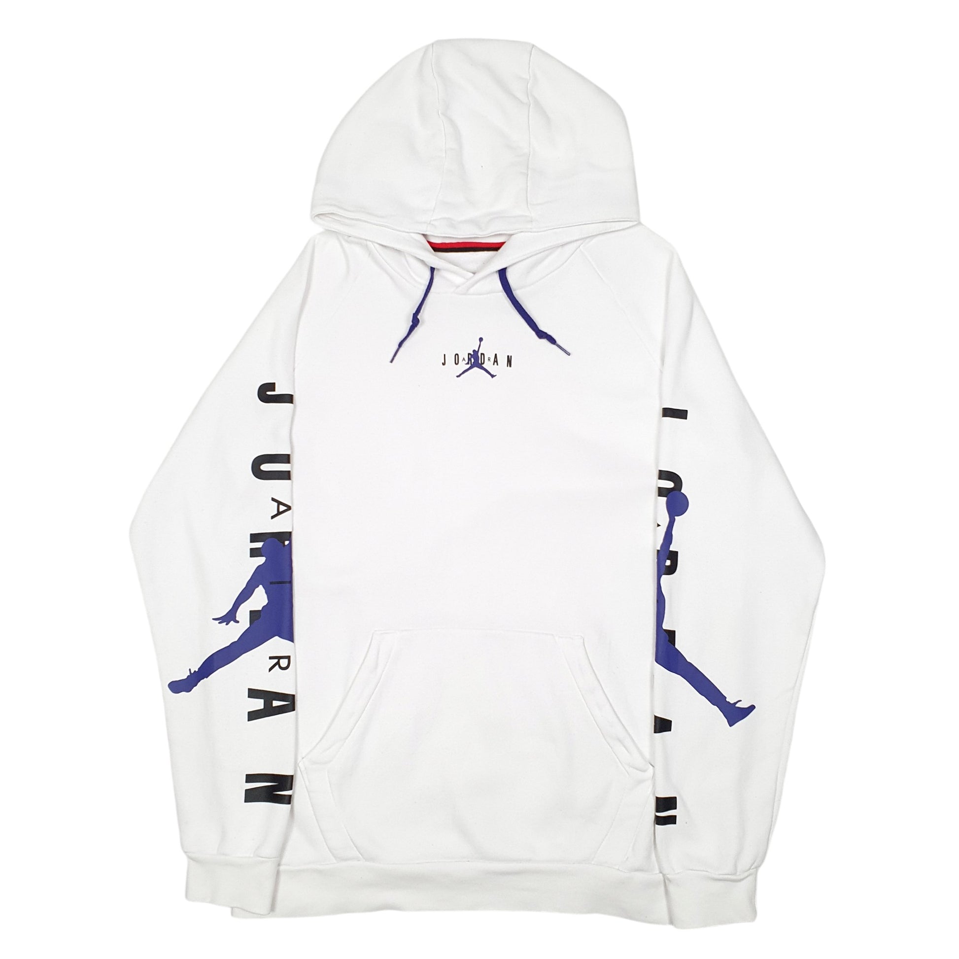 Mens Nike White Hoodie Air Jordan Sleeve Spellout Basketball