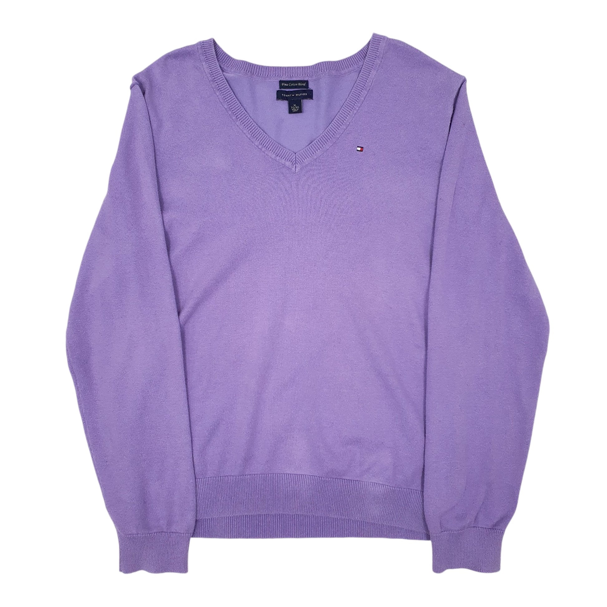 Womens Purple Tommy Hilfiger  V Neck Jumper