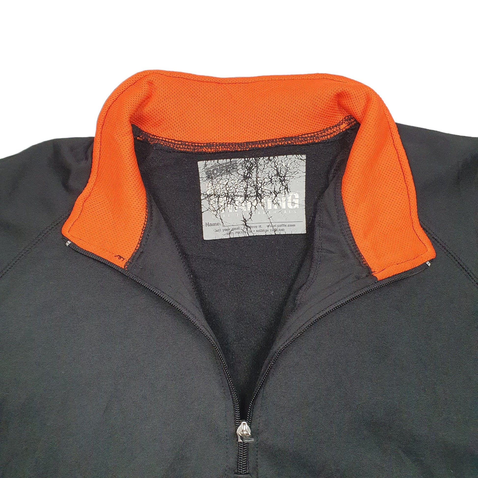 Mens Black Soffe Active Workout Gym Running Track Quarter Zip Jumper