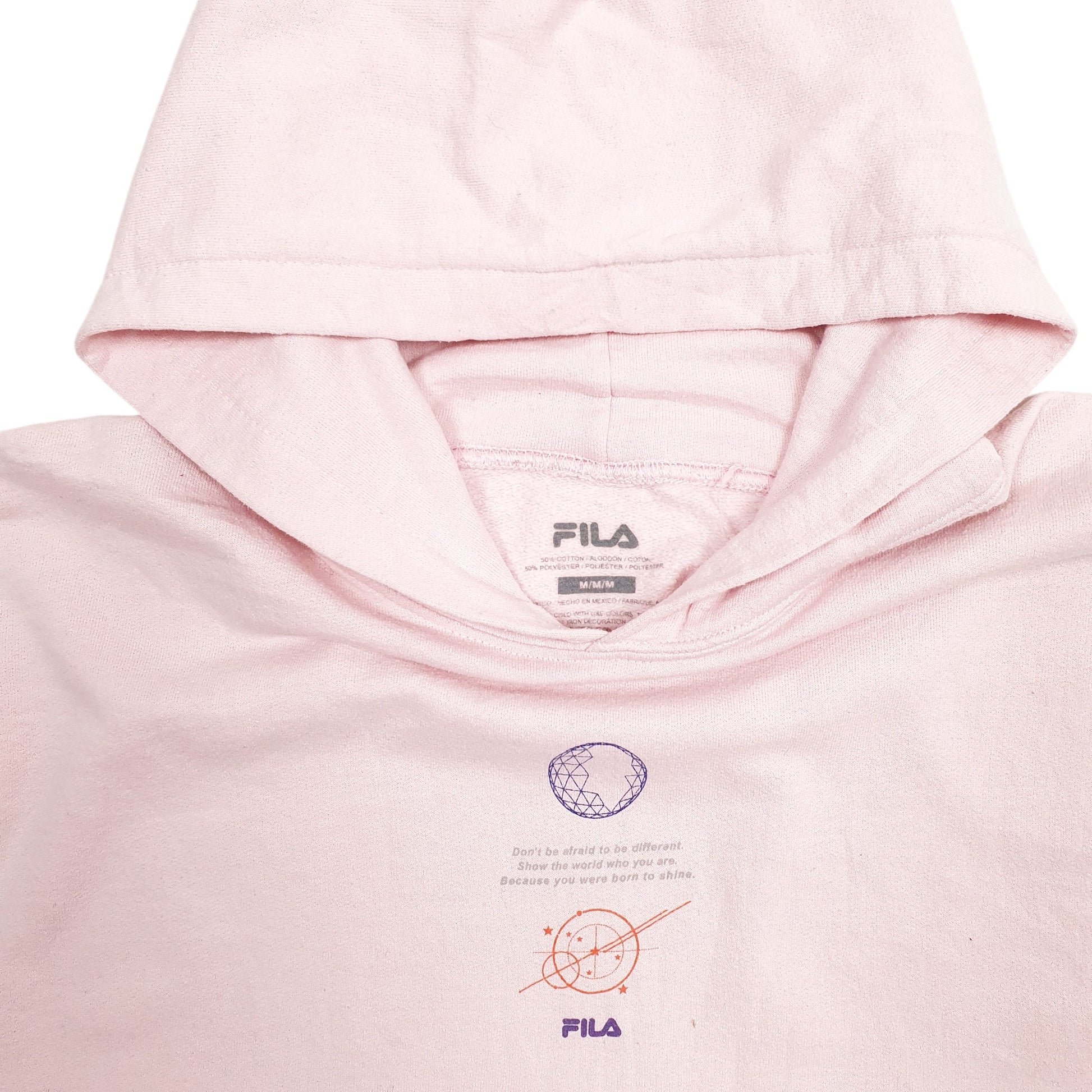 Womens Pink Fila Spellout Hoodie Jumper