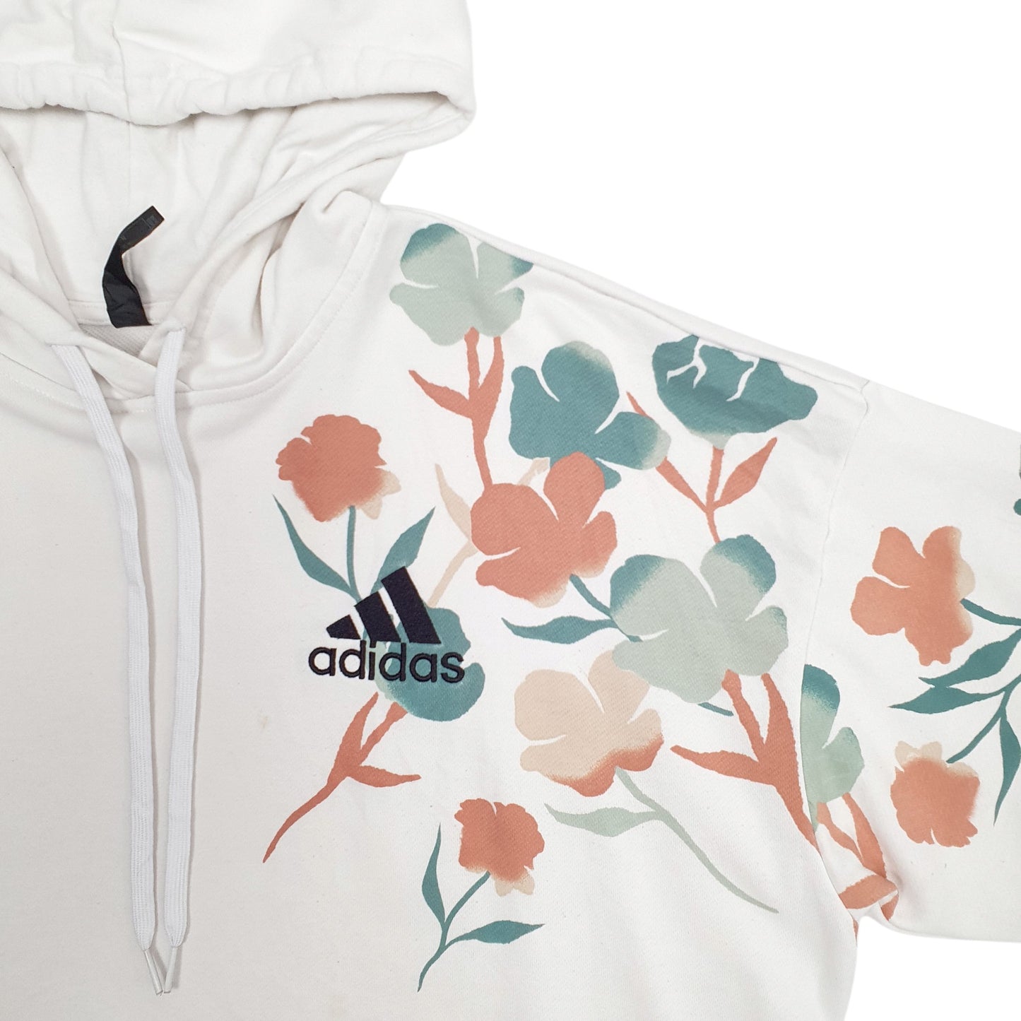 Mens White Adidas Floral Hoodie Jumper