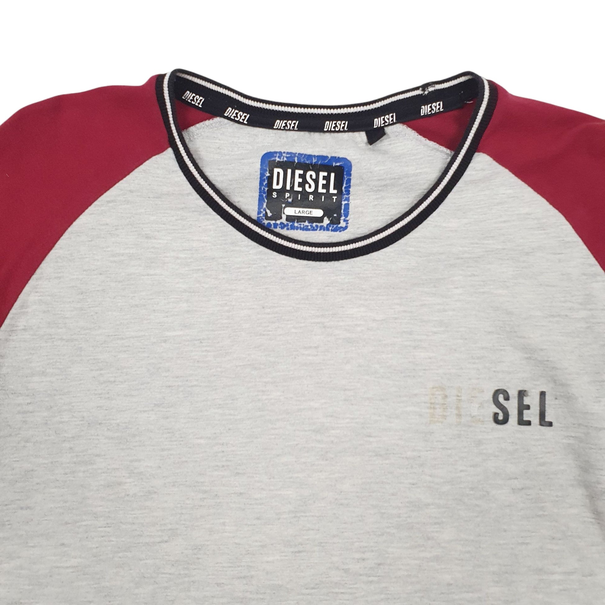 Mens Grey Diesel  Long Sleeve T Shirt