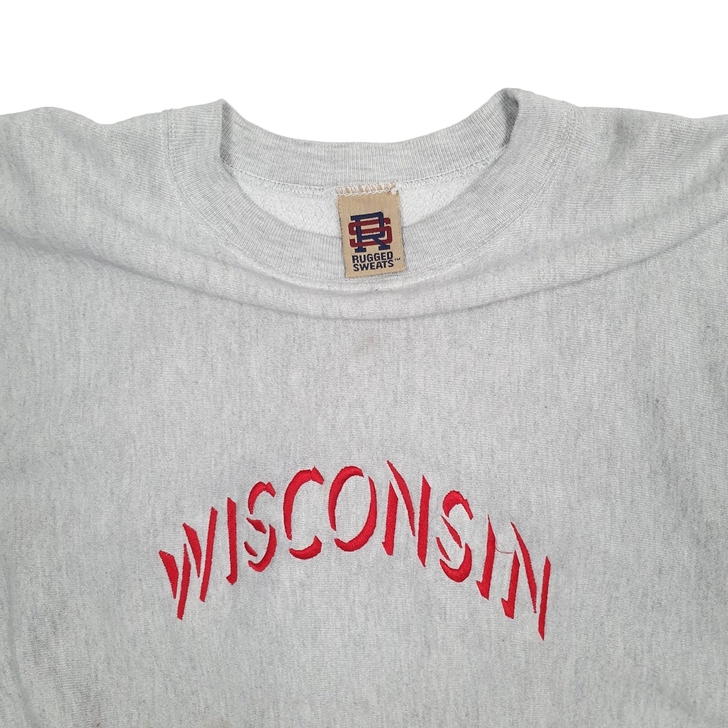 Mens Grey Rugged Sweats Vintage 1990s Made in USA Reverse Weave Crewneck Jumper