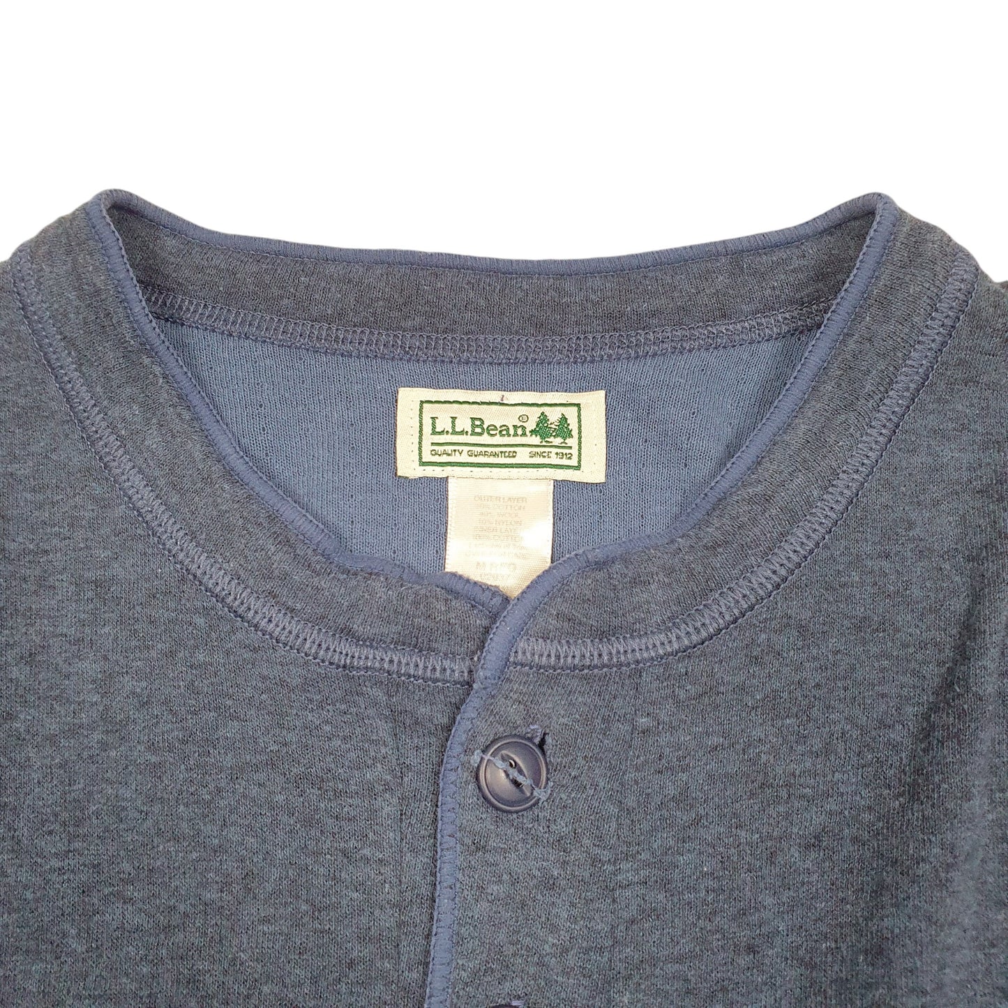 Mens Blue L.L.Bean Thermal Henley Long Sleeve T Shirt