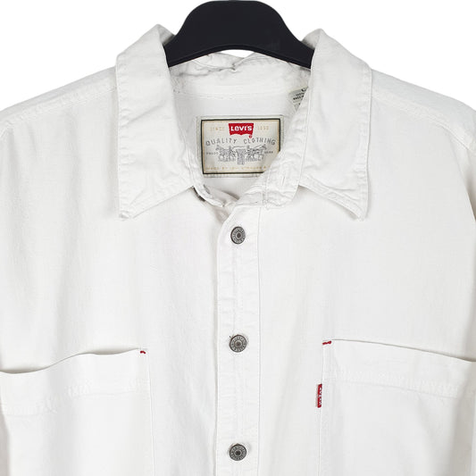 Mens White Levis Denim Jeans Vintage Red Tab Overshirt Shacket Long Sleeve Shirt